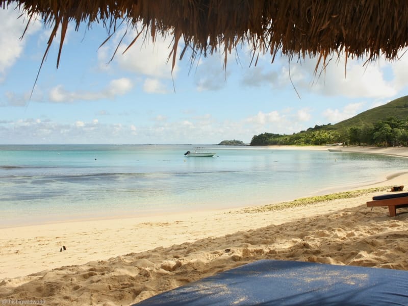Image taken from a beach lounge chair at Blue Lagoon Beach Resort on Nacula Island in Fiji.