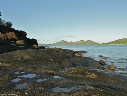 Image taken from the volcanic rock coastline of Nacula Island near Blue Lagoon Beach Resort in Fiji.