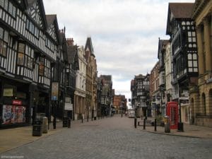 Image of the city centre of Chester in the Northwest of England near Liverpool.