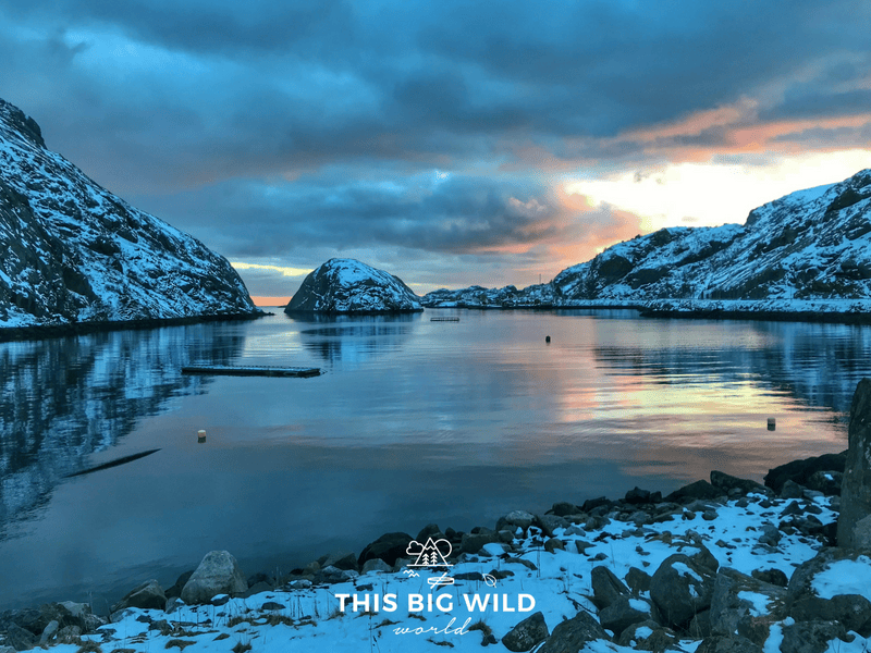 Capturing a brilliant sunset as we drove away from Nusfjord in the Lofoten Islands.