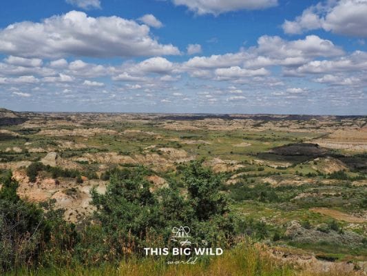 The Painted Canyon Overlook in Theodore Roosevelt National Park offers sweeping views of the North Dakota Badlands.