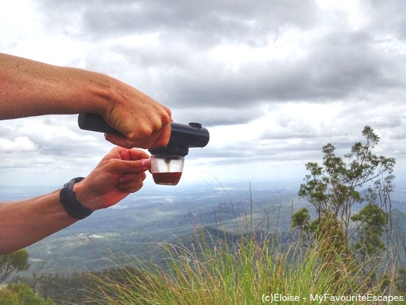 A portable espresso maker is on Eloise of My Favourite Escapes' not-so-essential hiking gear list.