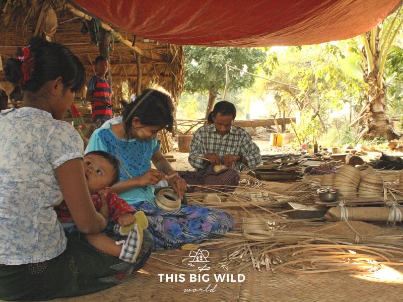 One of the things to do in Bagan is to see how lacquer is made from bamboo.