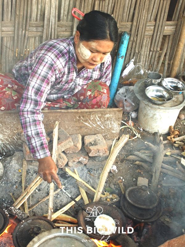 This woman was cooking sweet rice cakes on the side of the road in Bagan.