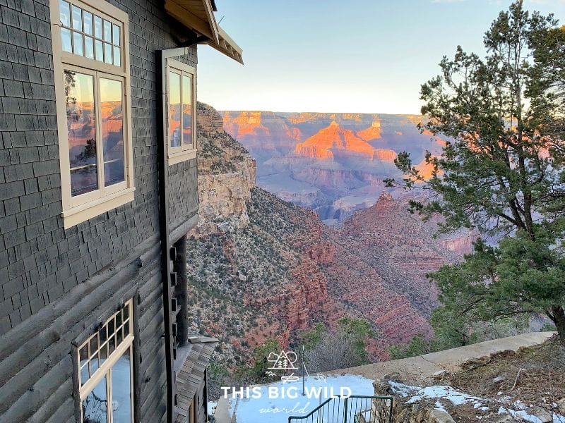 Watch the sunset over the South Rim of the Grand Canyon from in front of Bright Angel Lodge.