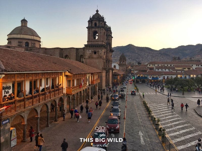 Plaza de Armas is a must-see when visiting Cusco in Peru. After a day of exploring, grab a bite and enjoy the sunset!
