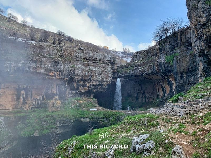 Baatara Gorge Waterfall is an incredible waterfall with natural rock bridges near Beirut in Lebanon.