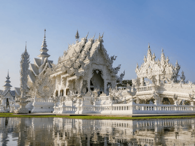Intricate details on the White Temple in Chiang Mai, Thailand