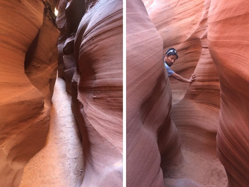 Spooky Gulch is one of the most dangerous hiking trails in the US. Here you can see the narrow slot canyon carved into the red rocks.