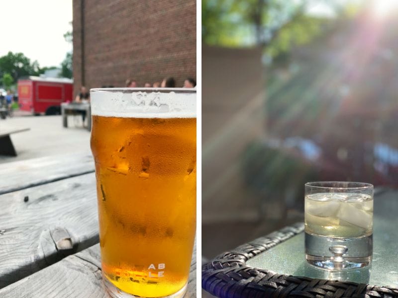 Drinking a beer on the patio at Able Brewery in Minneapolis and sipping tequila on my own patio in Minnesota.