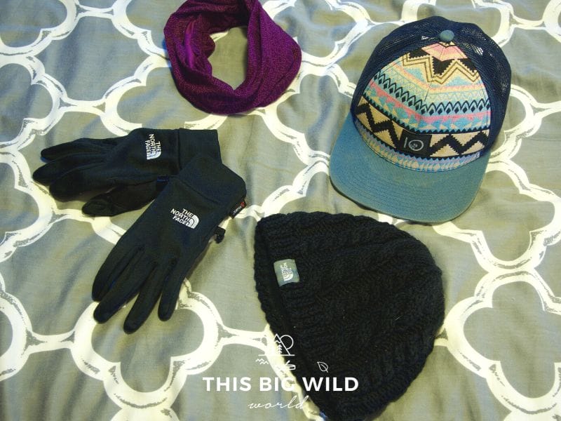 Don't forget your outerwear when packing for the Inca Trail hike in Peru, including wool hat, Buff, scarf and gloves.