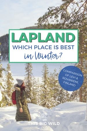 Planning a winter trip to Lapland Finland? This guide compares two popular cities in Lapland, Levi and Rovaniemi, so you can choose which one is best for you! Visit the official hometown of Santa Claus, chase the Northern Lights, snowmobile, dogsled and so much more! #Lapland #Finland #ArcticCircle #NorthernLights #AuroraBorealis
