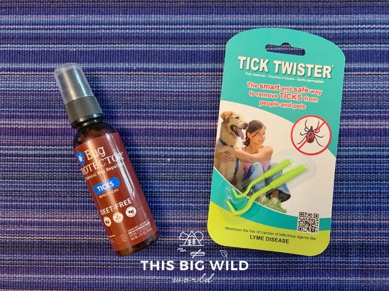 Bug Protector is an effective, natural, DEET-free tick repellent. Hikers should carry a tick twister with them to easily remove attached ticks from their body or their pets.