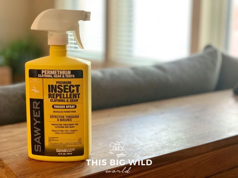Sawyer Permethrin spray effectively keeps both mosquitoes and ticks away and can be used on clothing, hiking gear or tents. It lasts six laundry cycles. 