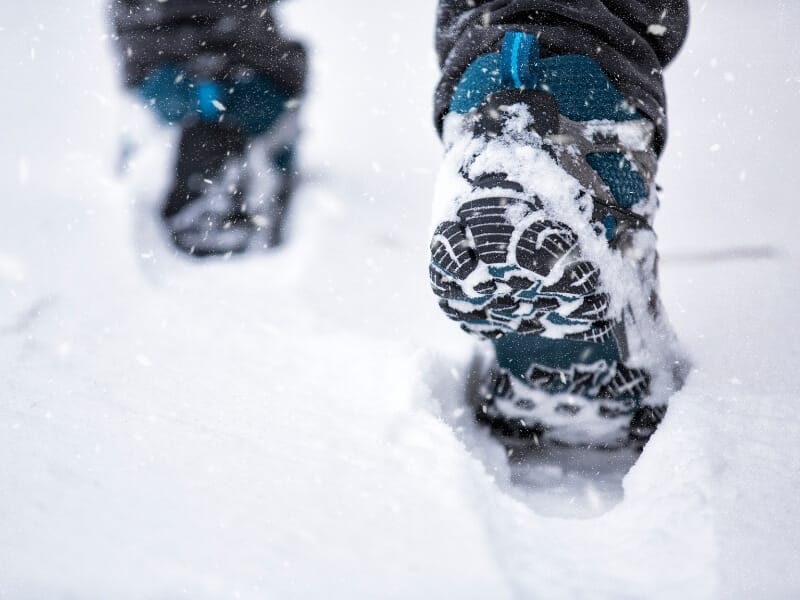 Make sure the temperature rating on winter hiking boots meets or exceeds the temperature where you plan to hike.