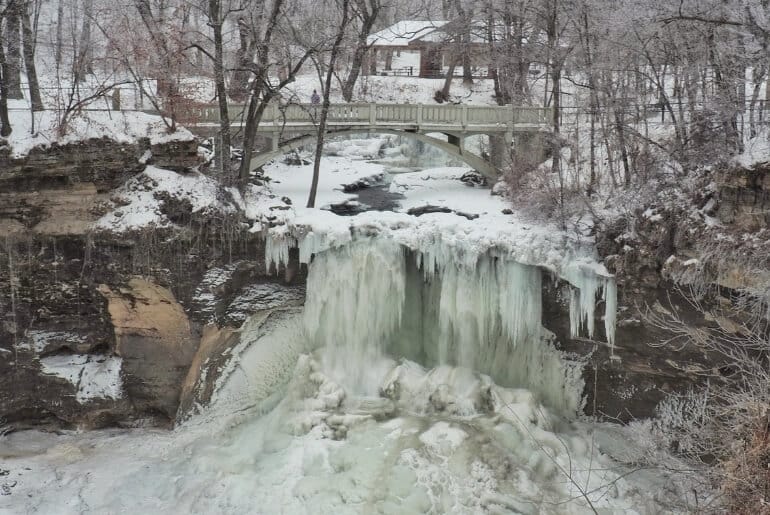 Minneopa Falls Frozen - Mankato Minnesota