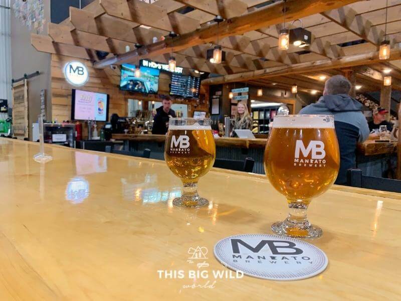 Mankato Brewery has a cabin inspired theme in the taproom.