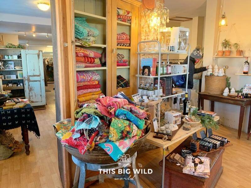 Indoor of Sticks and Stones, a boutique gift shop in Old Town Mankato has a bohemian meets rustic vibe.