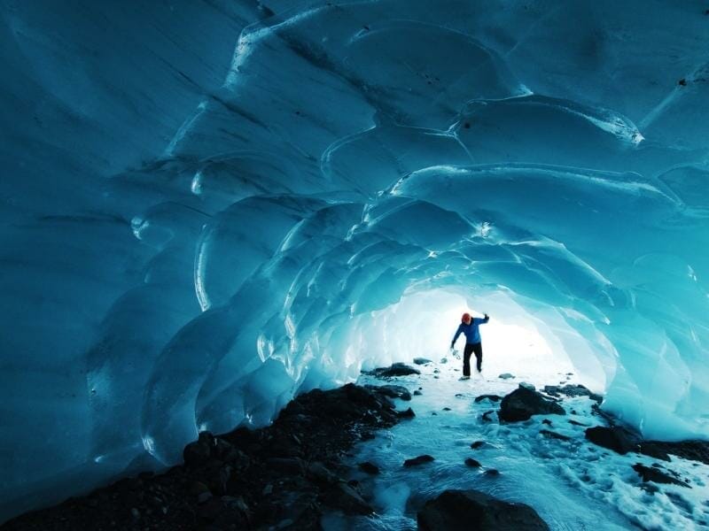 Explore the ice caves and more in Chugach National Forest near Anchorage Alaska in winter. Photo by Paxson Woelber on Unsplash