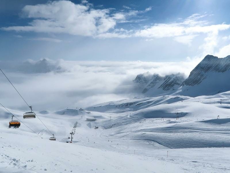 Zugspitze Ski Resort near Munich Germany is an incredible snowy destination to visit in Europe.