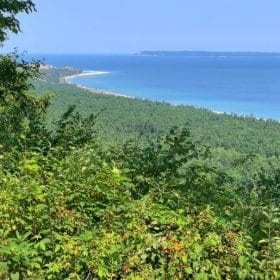 Islands Lookout of Lake Michigan from Alligator Hill hiking trail.