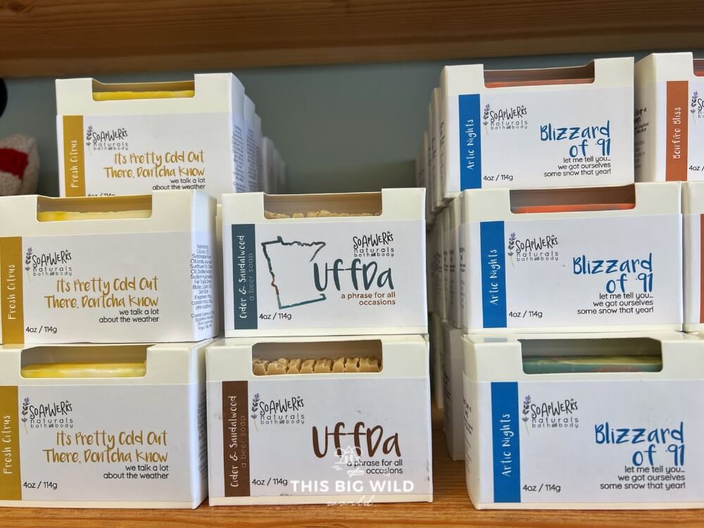 Fun Minnesota-themed soaps at Creative Handmade Goods in Fergus Falls.