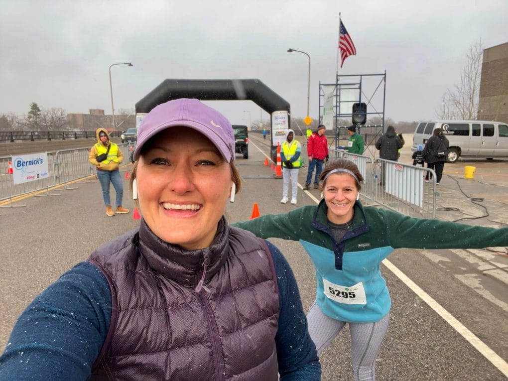 Me and a friend at the starting line of the Earth Day 5k in St Cloud MN