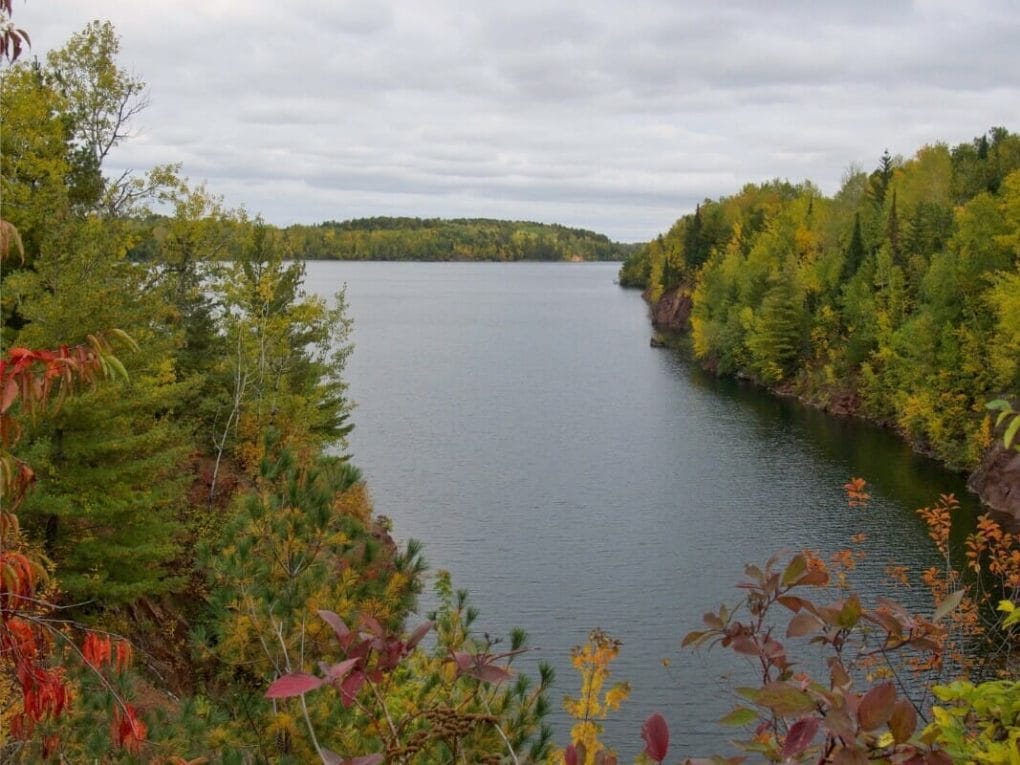 Fall colors along Miners Lake as seen from the Trezona Trail in Ely MN