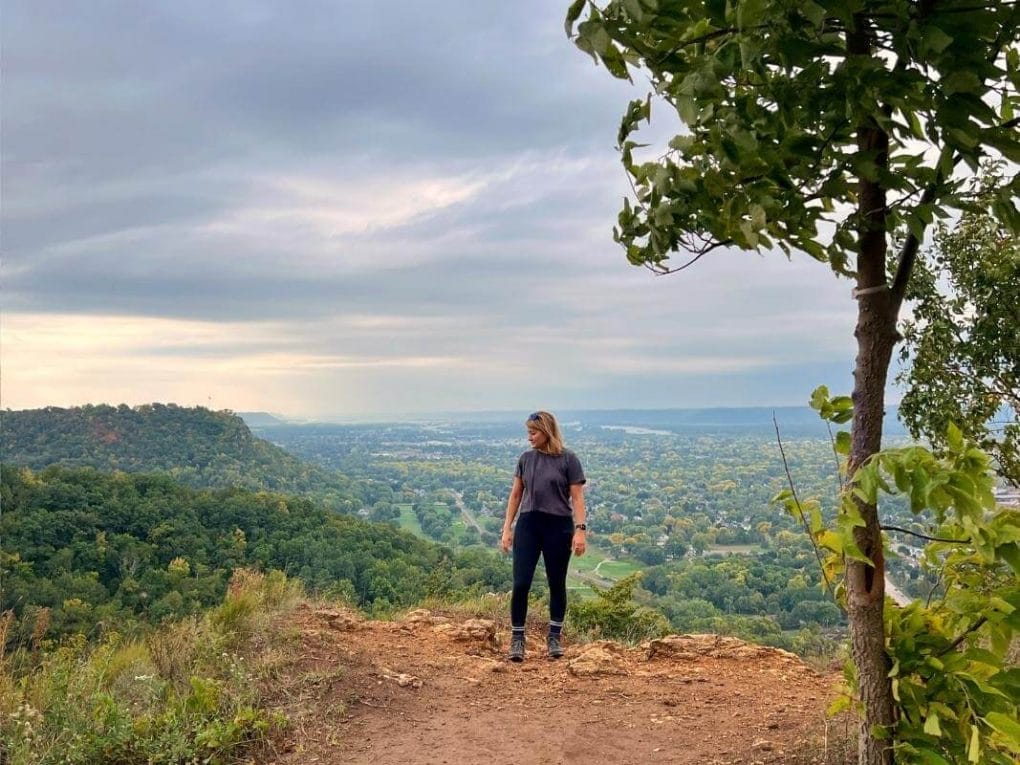 The Miller Bluff Trail in the Lower Hixon Forest near La Crosse WI has beautiful overlooks from the top of the bluffs.