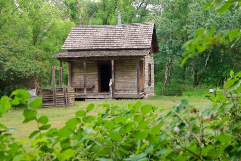 An old log cabin from the 1800's at Old Mill State Park.